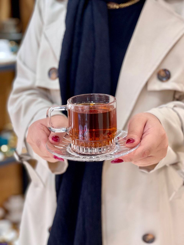 فنجان نعلبکی چای خوری Deli Glass