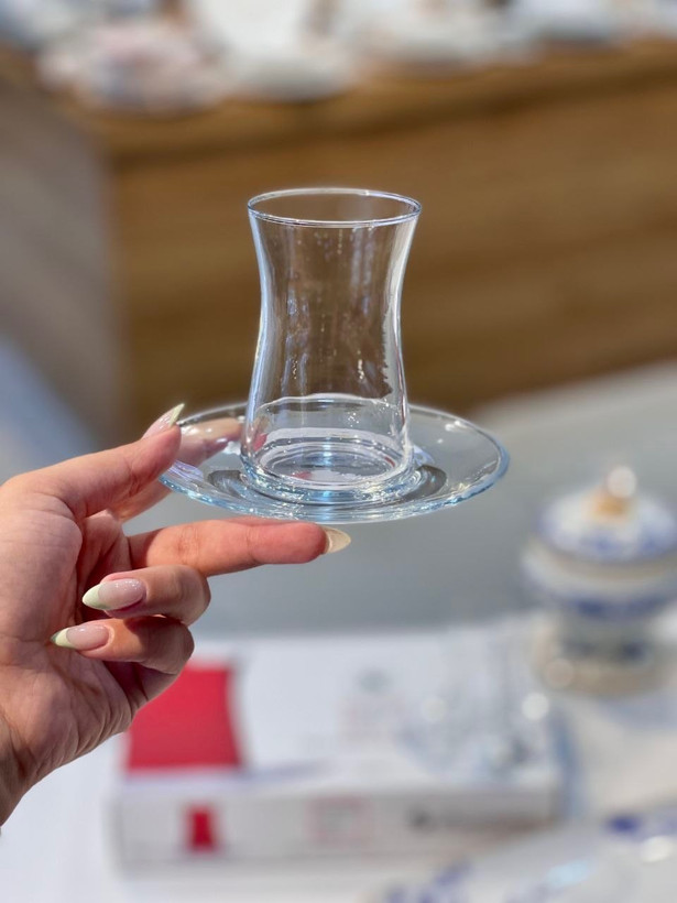 استکان و نعلبکی کمر باریک Heybeli شش عددی