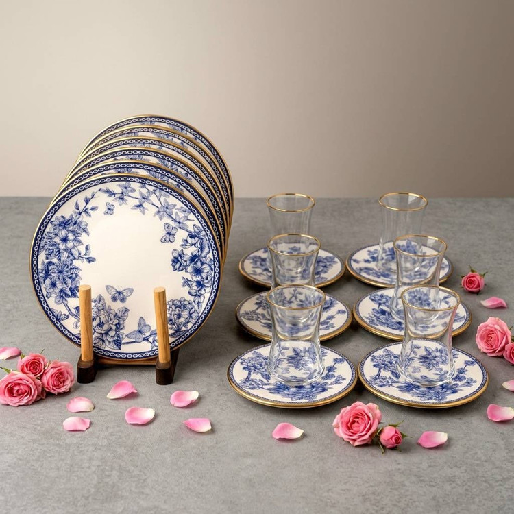 سرویس چای خوری ۱۸ پارچه گونل مدل گلآبی
