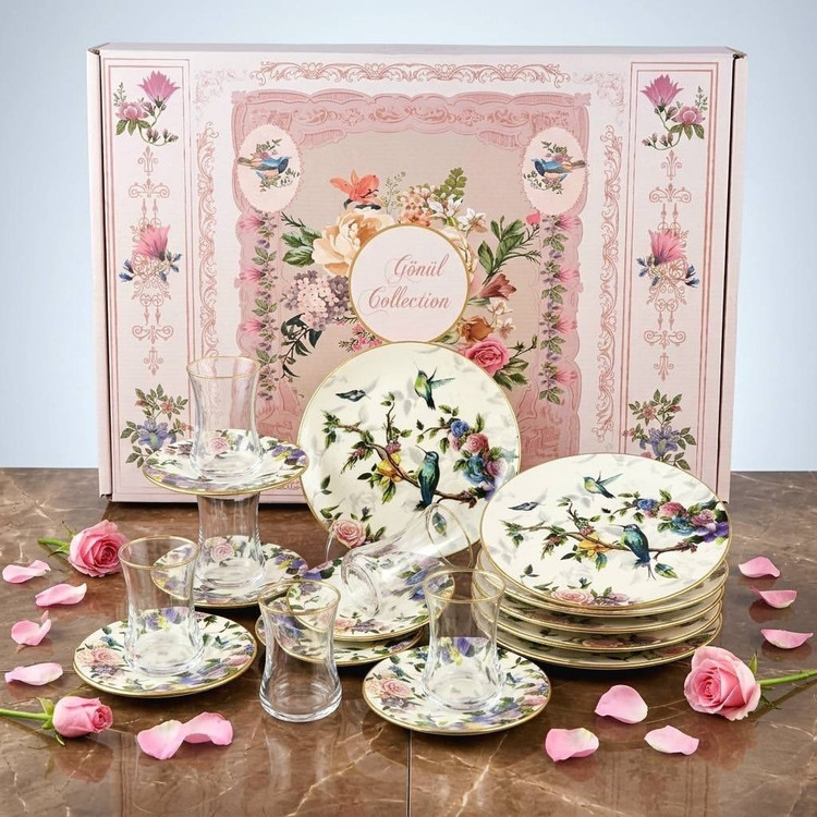 سرویس چای خوری ۱۸ پارچه گونل مدل گلآبی